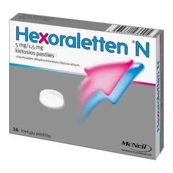 Hexoraletten N 5 mg/1,5 mg, kietosios pastilės, N16