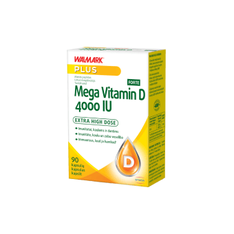WALMARK MEGA VITAMIN D FORTE (vitaminas D) 4000 IU, 90 kapsulių