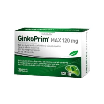 GINKOPRIM MAX (ginkmedis smegenų veiklai), 120 mg, 30 tablečių