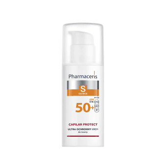 PHARMACERIS S apsauginis veido su išsiplėtusiais kapiliarais kremas nuo saulės CAPILAR  PROTECT, SPF 50+, 50 ml