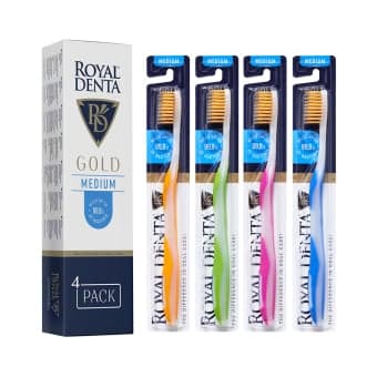 ROYAL DENTA dantų šepetėliai GOLD MEDIUM, 4 vnt.