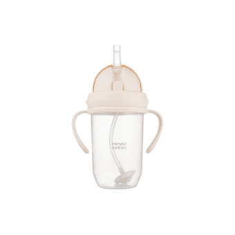 CANPOL BABIES neišsipilanti gertuvė su šiaudeliu, 270 ml, crème,  56/623_cre, 1 vnt.