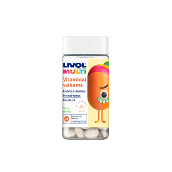 LIVOL MULTI vitaminai vaikams, vaisių skonio, 60 kramtomųjų tablečių