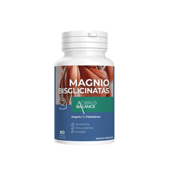 Acorus Balance, Magnio bisglicinatas, 80 kapsulių