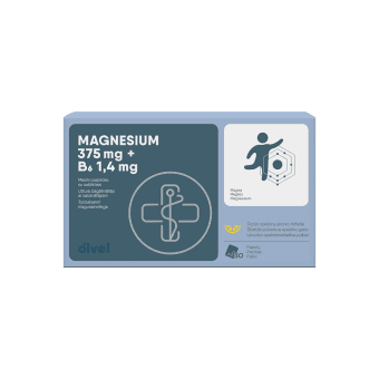 OLVEL MAGNIS 375 MG + B6 1,4 MG, apelsinų skonio, nuo 12 m., 30 pakelių
