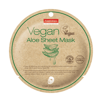 PUREDERM veganiška lakštinė kaukė su alaviju, 23 g