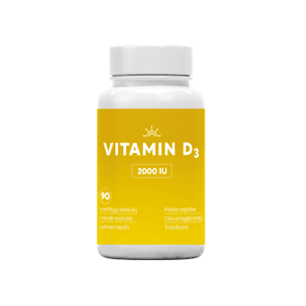 VITAMINAS D3 2000IU, nuo 12 m., 90 minkštų kapsulių
