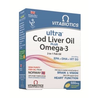 ULTRA COD LIVER OIL PLUS OMEGA-3, 60 kapsulių