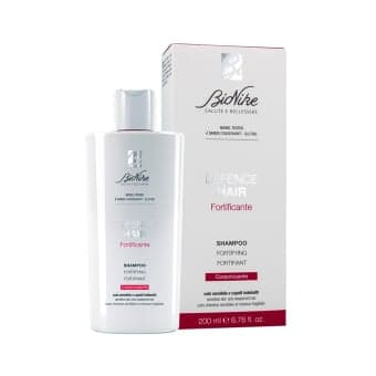 BIONIKE apimties suteikiantis plaukų šampūnas jautriai galvos odai ir silpniems plaukams DEFENCE HAIR FORTIFYING, 200 ml