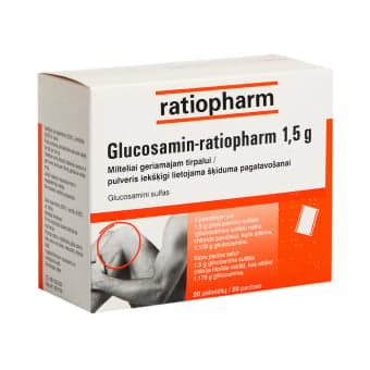 GLUCOSAMIN-RATIOPHARM, 1,5g, milteliai geriamajam tirpalui, N20