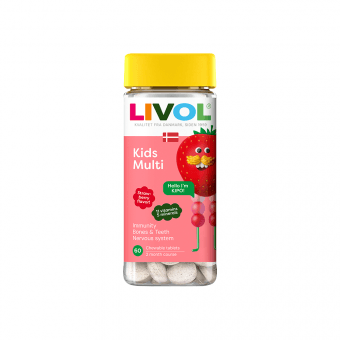 LIVOL vitaminai vaikams braškių sk., 60 kramtomųjų tablečių