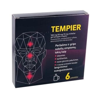 TEMPIER 500 mg/30 mg/15 mg milteliai geriamajam tirpalui, milteliai geriamajam tirpalui, N6
