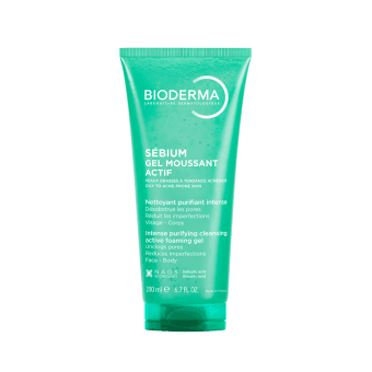 BIODERMA aktyvaus poveikio rūgštinis prausiklis riebiai, į spuogus linkusiai odai Sébium Gel moussant actif, 200 ml