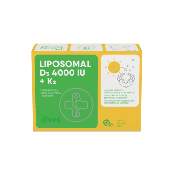 OLVEL, liposominis D3 4000 IU + K2, 30 kietosios kapsulės