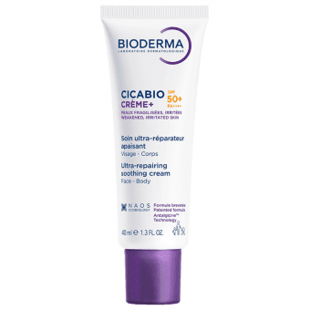 BIODERMA raminamasis kremas su aukšta apsauga nuo saulės CICABIO CREME+ SPF50+, 40 ml