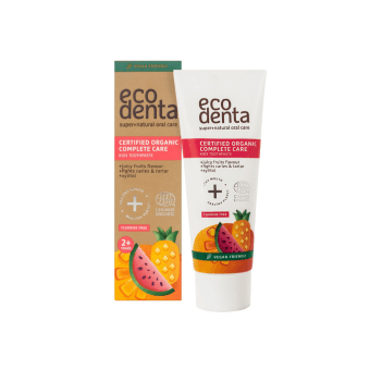 ECODENTA vaikiška dantų pasta be fluoro ORGANIC, sultingų vaisių skonio, 75 ml