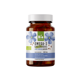 BIONATURALIS OMEGA-3 Ekologiškas linų sėmenų aliejus LT-EKO-001, 90 kapsulių