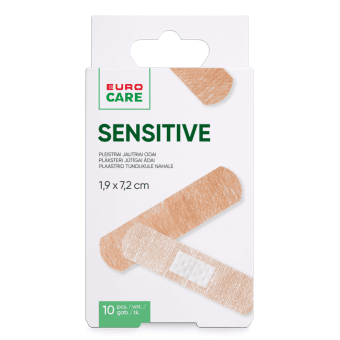 EUROCARE pleistrų rinkinys SENSITIVE, 19 x 72 mm, 20 vnt.