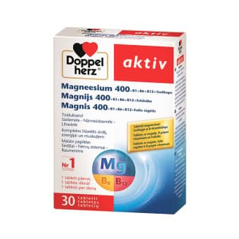 DOPPELHERZ magnis 400+B1+B6+B12+folio rūgštis, 30 tablečių
