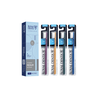 ROYAL DENTA dantų šepetėlių rinkinys SILVER MEDIUM MODERN, 4 vnt.