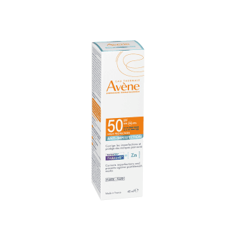 EAU THERMALE AVÈNE SUN ANTI-IMPERFECTION fluidas riebiai ir mišriai odai SPF50+, 40 ml