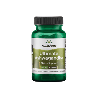 SWANSON AŠVAGANDA (ASHWAGANDHA) ekstraktas KSM-66, 60 kapsulių