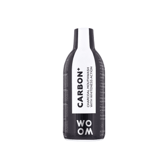 WOOM balinamasis burnos skalavimo skystis su aktyvinta anglimi CARBON+, 500 ml