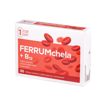 FORDAY FERRUMCHELA + B12, 30 kietųjų kapsulių