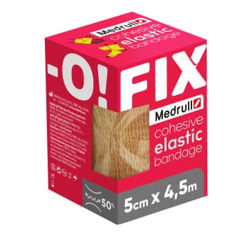 MEDRULL lipnus elastinis tvarstis iš neaustinės medžiagos FIX-O, 5 cm x 4,5 m, 1 vnt.