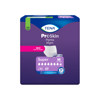 TENA naktinės sauskelnės kelnaitės PANTS NIGHT SUPER, M dydis, 10 vnt.