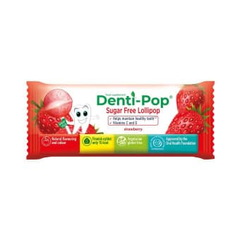 DENTI-POP ledinukas su vitaminais C ir D, braškių skonio, 1 vnt.