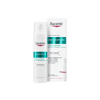 EUCERIN trigubo poveikio koreguojamasis fluidas riebiai, į aknę linkusiai odai DERMOPURE CLINICAL, 40 ml