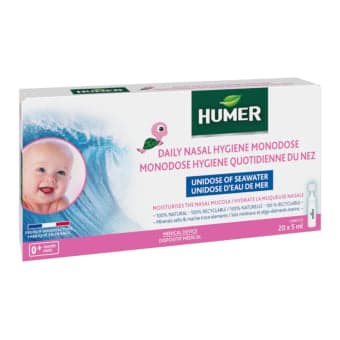 HUMER vienkartinės jūros vandens ampulės kūdikiams, 5 ml, 20 ampulių