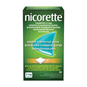 NICORETTE FRESHFRUIT, 2mg, vaistinė kramtomoji guma, N30