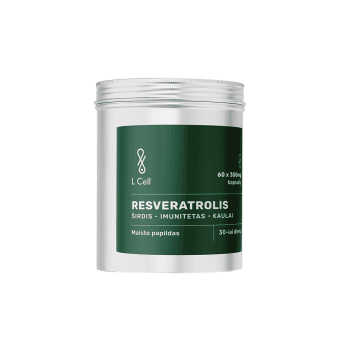 L Cell Resveratrolio kapsulės 300 mg, 60 kapsulių
