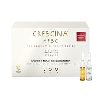 CRESCINA ampulių kompleksas vyrų plaukų slinkimo stabdymui ir plaukų atauginimui TRANSDERMIC COMPLETE TREATMENT HFSC 500 (10 + 10), 20 ampulių