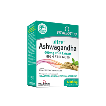 VITABIOTICS, Ultra Ashwagandha 600 mg (7 % aktyviųjų vitanolidų), 30 tablečių