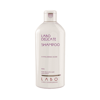 LABO DELICATE šampūnas jautriai galvos odai ir plaukams su 3 hialurono rūgštimis vyrams, 200 ml