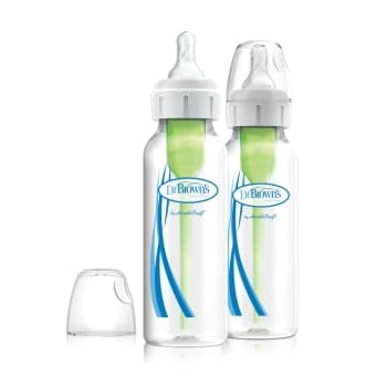 DR. BROWN'S siauro kaklelio buteliukai OPTIONS+, 250 ml x 2 vnt.+žindukai, 0–3 mėn., 2 vnt., + valymo šepetėlis, 1 vnt.