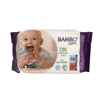 BAMBO drėgnos servetėlės kūdikiams NATURE, LT-EKO-001, 80 vnt.
