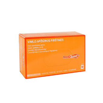 MEDIQUEST vinilinės pirštinės, be pudros, nesterilios, S dydis, 100 vnt.