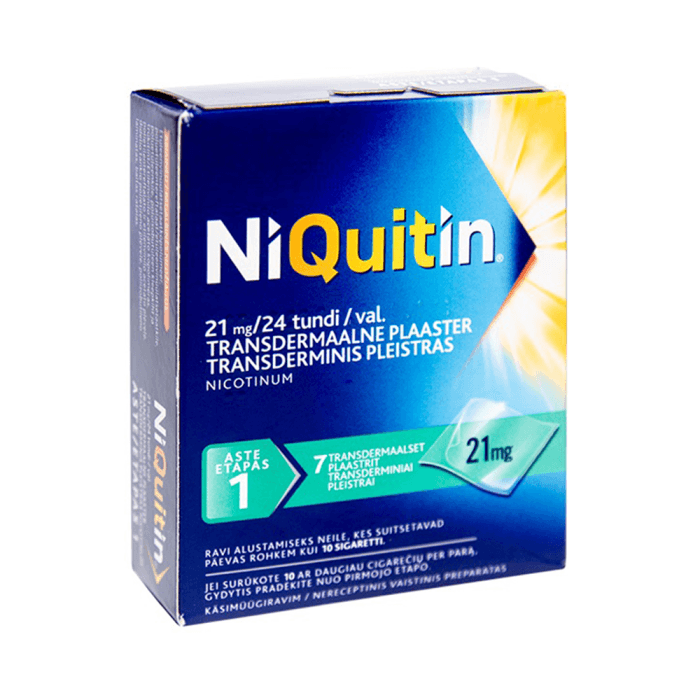 NIQUITIN, 21 mg / 24 val., transderminis pleistras, N7-1