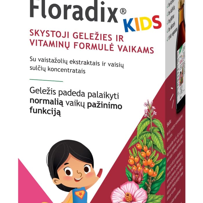 FLORADIX skystosios geležies formulė vaikams nuo 3 m., 250 ml+matavimo indelis