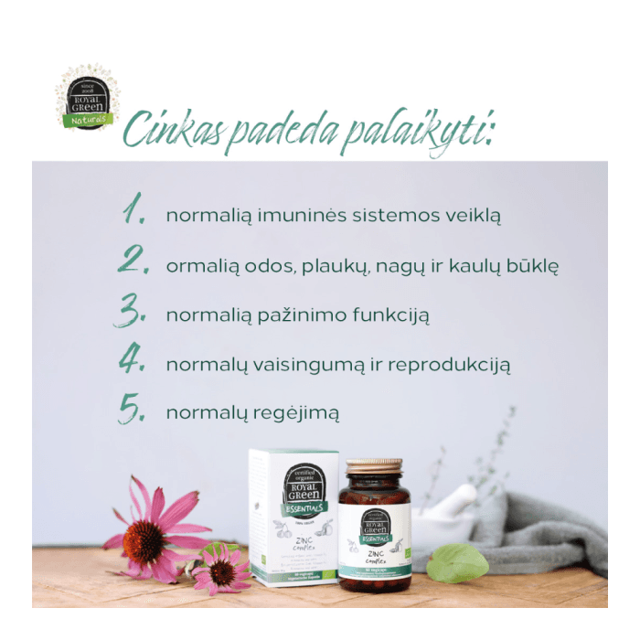 ROYAL GREEN BIO cinko kompleksas, LT-EKO-001, 60 kapsulių-2