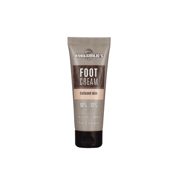 VICTORIA BEAUTY pėdų kremas su šlapalu (10 %) ir AHA rūgštimis (10 %) WORKAHOLIC'S, 75 ml