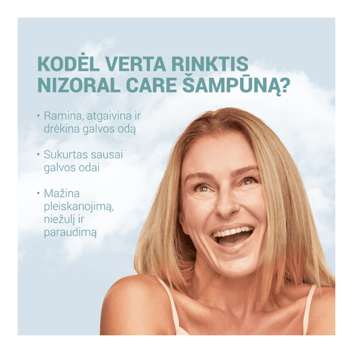 NIZORAL CARE DRY & SENSITIVE SCALP šampūnas nuo pleiskanų sausai ir jautriai galvos odai, 200 ml-1