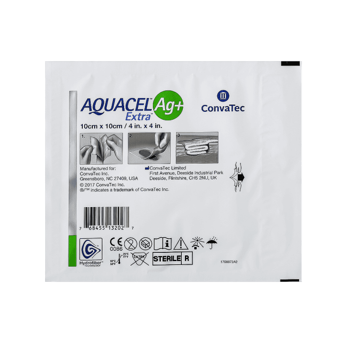AQUACEL AG + EXTRA tvarstis, 10 cm x 10 cm, 10 vnt.