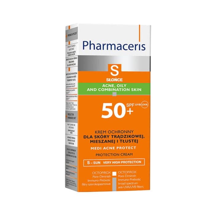 PHARMACERIS S apsauginis veido kremas nuo saulės riebiai, mišriai, spuoguotai odai MEDI ACNE PROTECT, SPF 50+, 50 ml-1