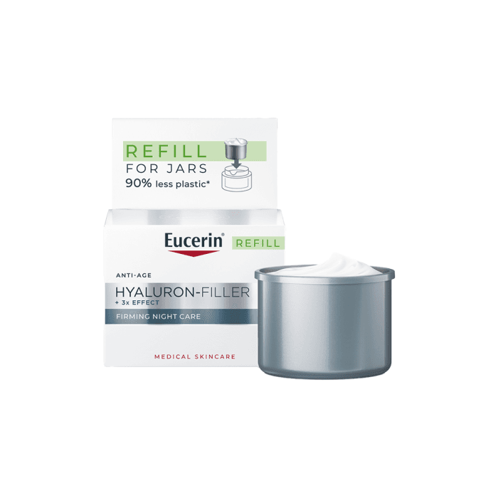 EUCERIN stangrinamasis naktinis kremas HYALURON-FILLER +3x EFFECT, papildymo pakuotė, 50 ml