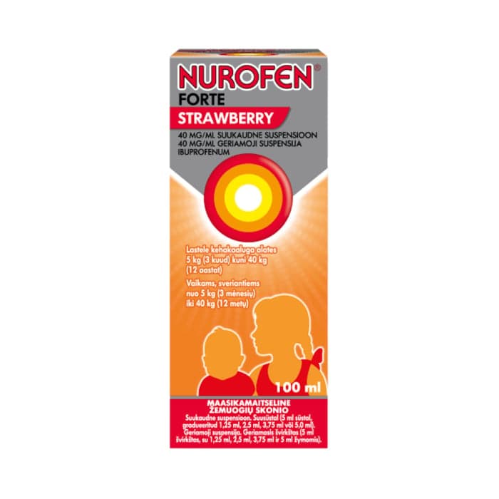 NUROFEN FORTE STRAWBERRY, 40mg/ml, 100ml, geriamoji suspensija, N1